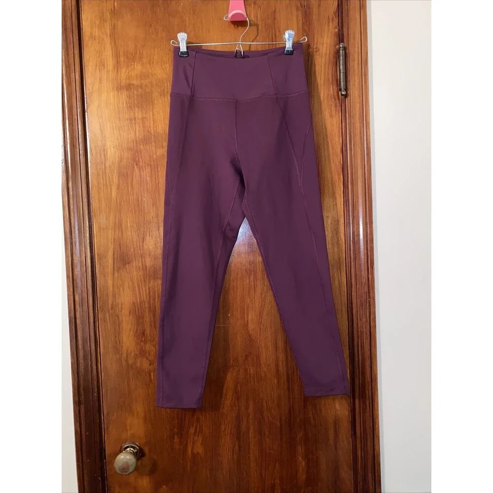 Girlfriend Collective Leggings Purple Plum High Rise Activewear 7/8 Length Small - Picture 2 of 8